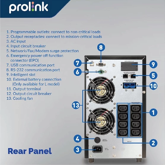 Prolink Online UPS 2000VA 1800Watt Uninterruptible Power Supply+Power Backup+Stabilizer - Gambar 2