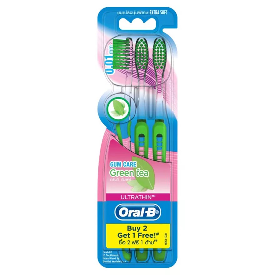 Oral B Tooth Brush Gumcare Greentea 3s - Gambar 2