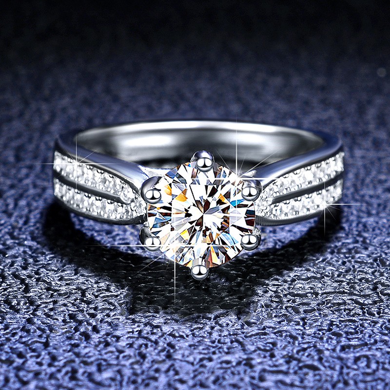 Real moissanite diamond ring 2 carat with GRA certificate S925 women ...