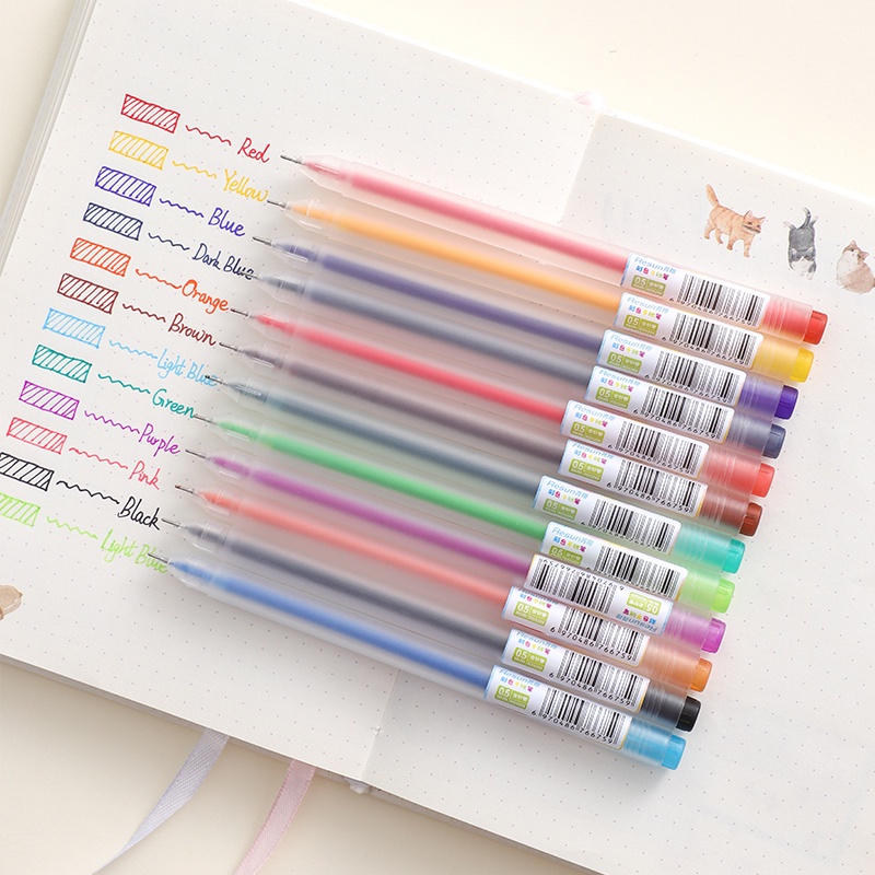 RUIXAING Color Gel Pen 12 Color INS Cute Water Pen Hand Account Pen ...