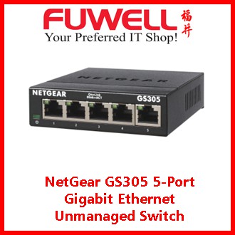 NETGEAR 5-Port Gigabit Ethernet Unmanaged Switch (GS305) - Desktop, Sturdy  Metal Fanless Housing
