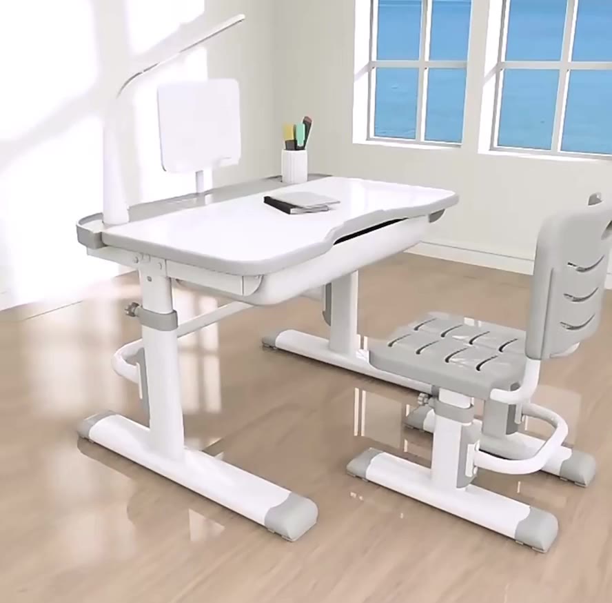 Kids Study Desk and Chair Set Height Adjustable Children Writing ...