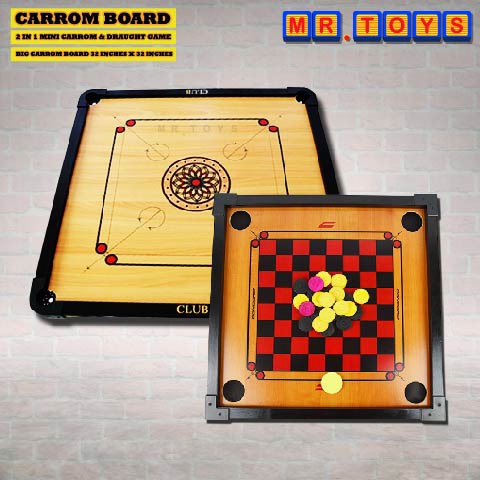Wooden Carrom Board 2in1 Mini Draught Dam Haji Big Carrom Board Games ...