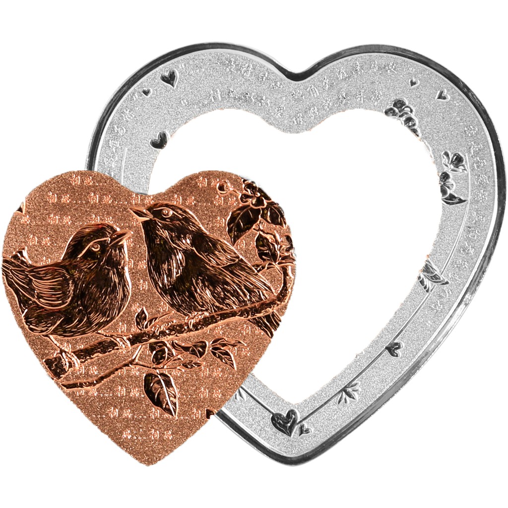 2019 Fiji Celebrating Love - Leiothrix 1 Dollar Heart-shaped