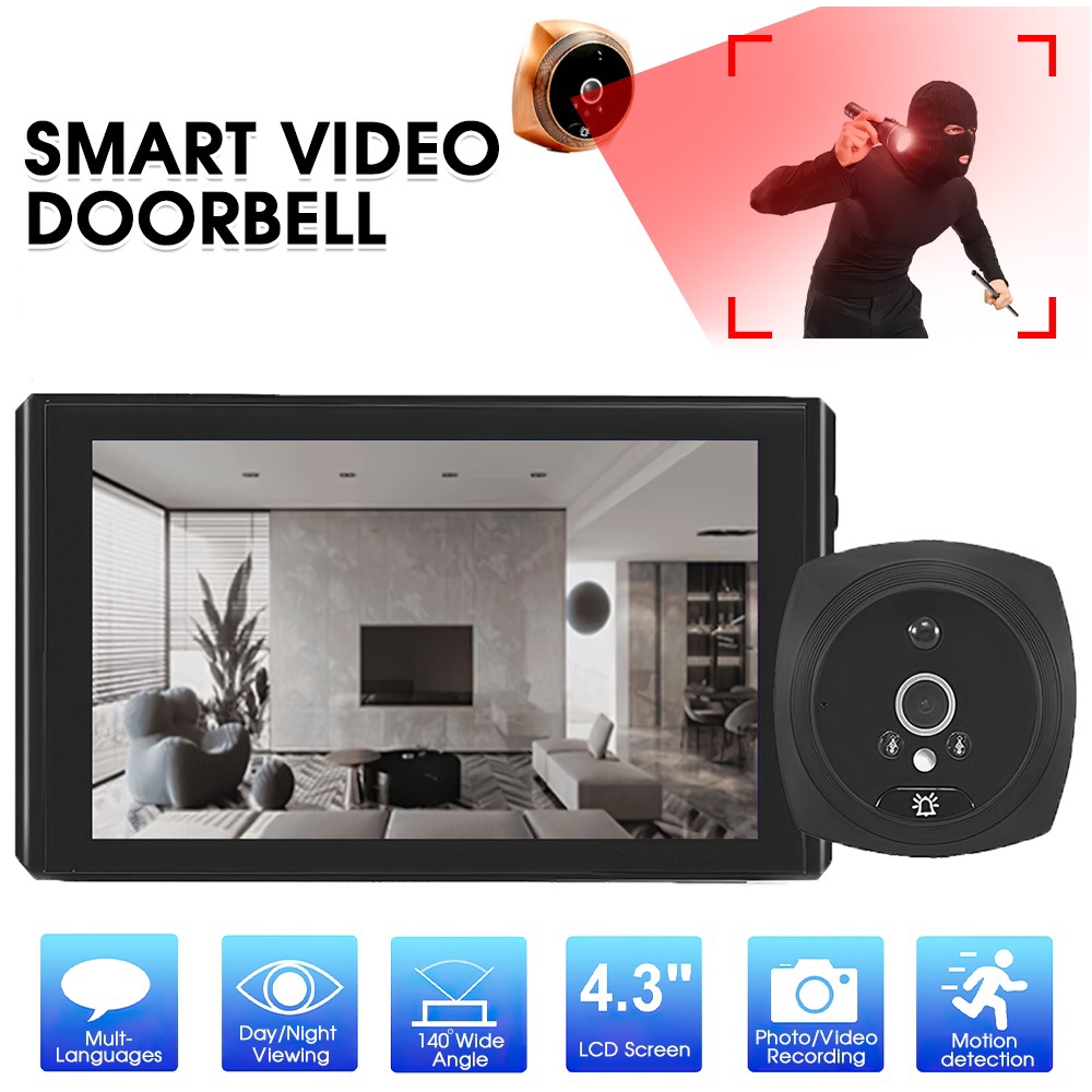 Ring Doorbell Door Peephole Camera Inch LCD Smart Digital Door