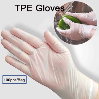 Powder-Free Clear Vinyl Gloves, Latex Free Glove, TPE Gloves - 100pcs/box  Disposable Gloves for Household Food Handling Lab Work