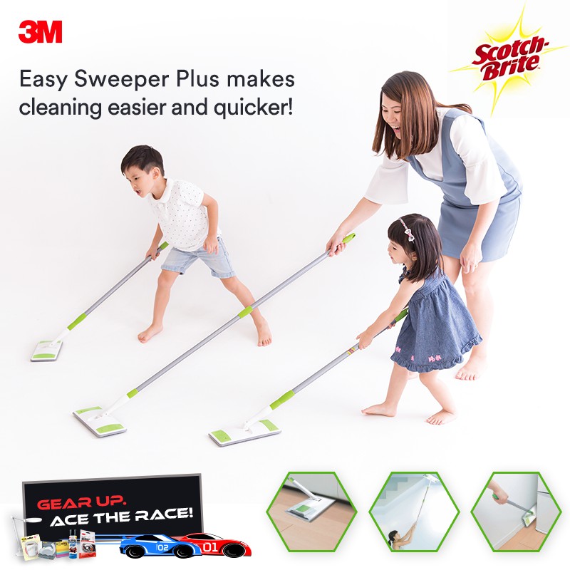 (Free Wipes) 3M Scotch-Brite Easy Sweeper / Easy Sweeper Plus Starter ...