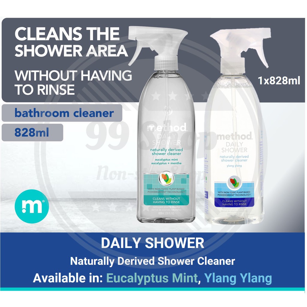 Method Daily Shower / Bathroom Spray Eucalyptus Ylang Ylang Naturally Derived Multi Purpose