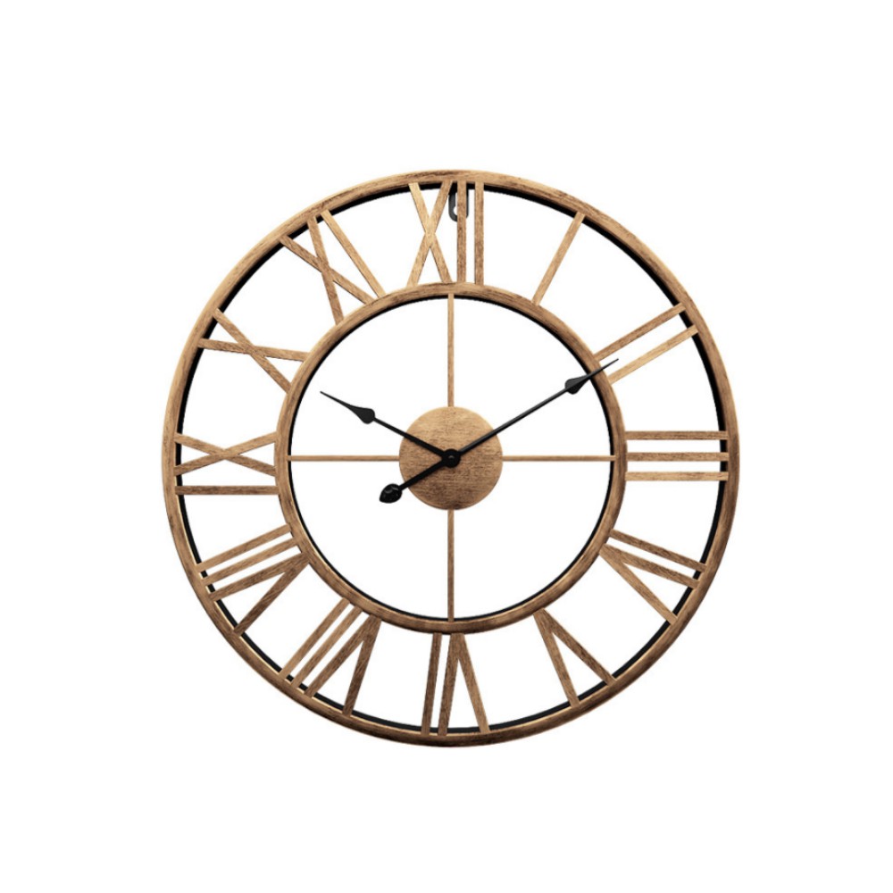 {SG} 40cm Wall Clock Metal Big Retro Gold Wall Clock Vintage Round ...