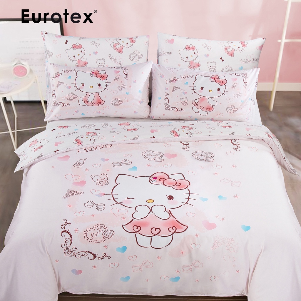 Hello Kitty Fitted Sheet Set / Hello Kitty Quilt Cover Set, 900 Thread ...