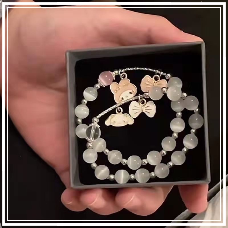 Sanrio Crystal Pendant  Colorful Bracelet Handmake Acrylic Bangle for Women Girl Bracelets Gift  Couple Bracelets Aesthetic Jewelry