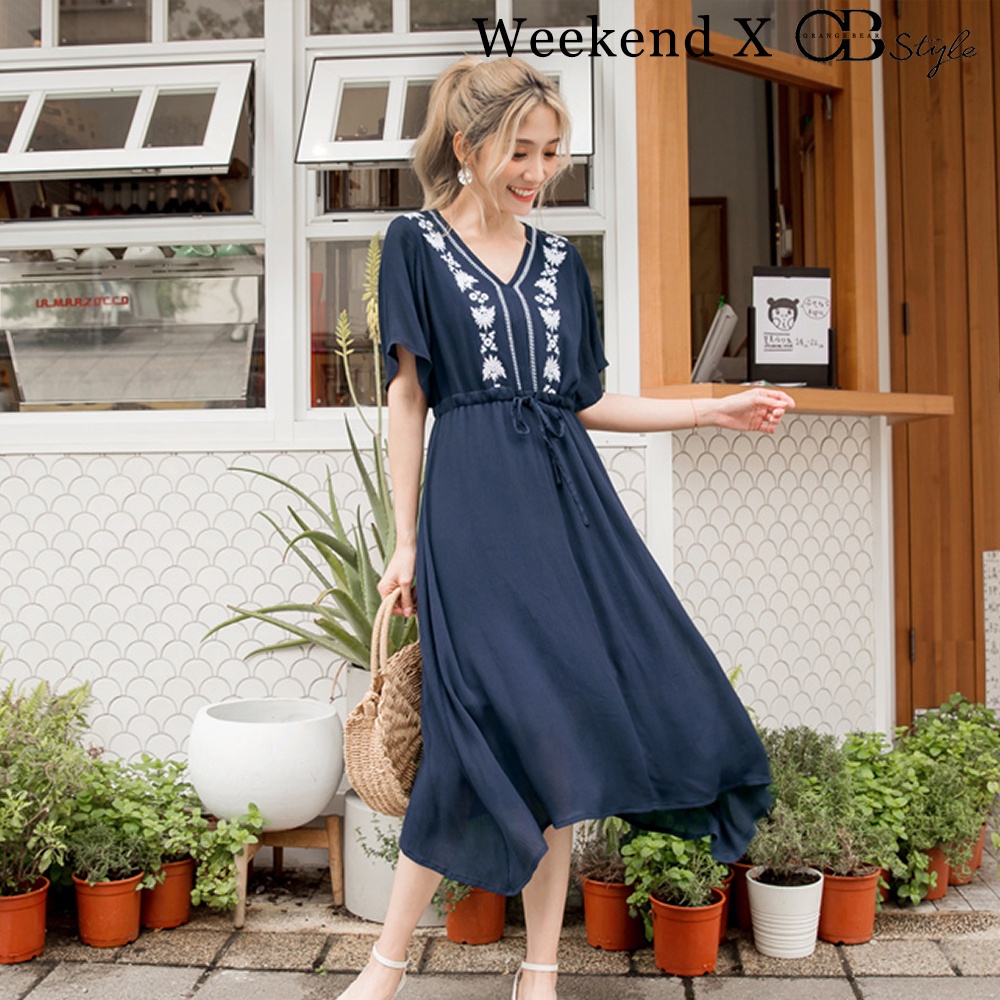 Weekend X Ob Design Casual Women Clothes Boho Embroidered Chiffon Long ...