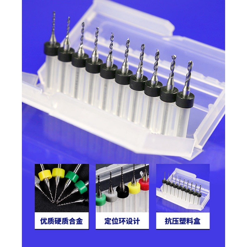 PCB Engraving Tungsten Steel Auger Bit 0.1 0.2 0.3 0.4 0.5 0.6 0.7 0.8 0.9 1.0mm/PCB Drill Bit Mini Drill Bit Amber Beeswax Engraving Set