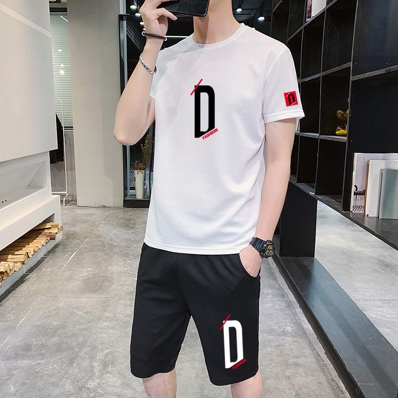 Clothes pants Men s loose casual quick dry T shirt short sleeve shorts 2 piece sports set