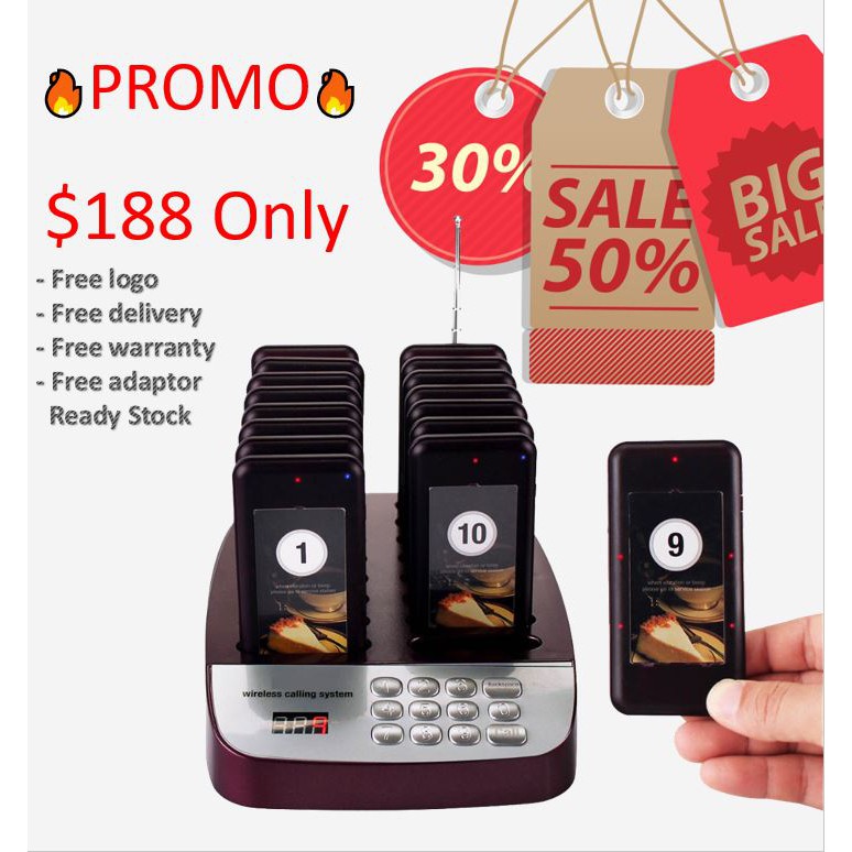 Ready Stock Wireless Pager Queue Calling System with 16 Receiver ...