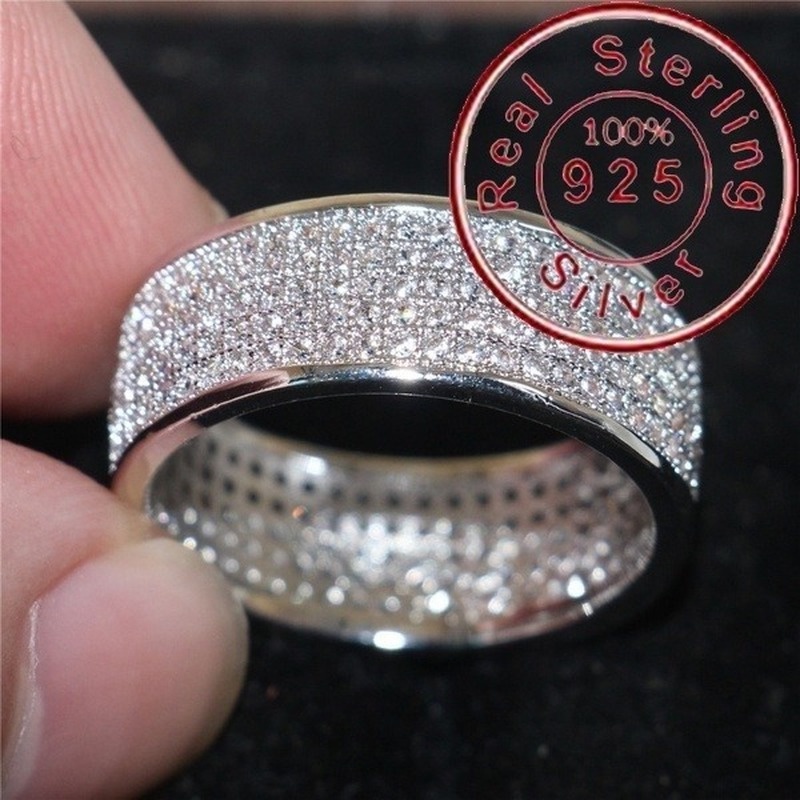 925 Silver Diamond Women's Fashion Wedding Ring / Engagement Anniversary Party Jewelry Size 6-13