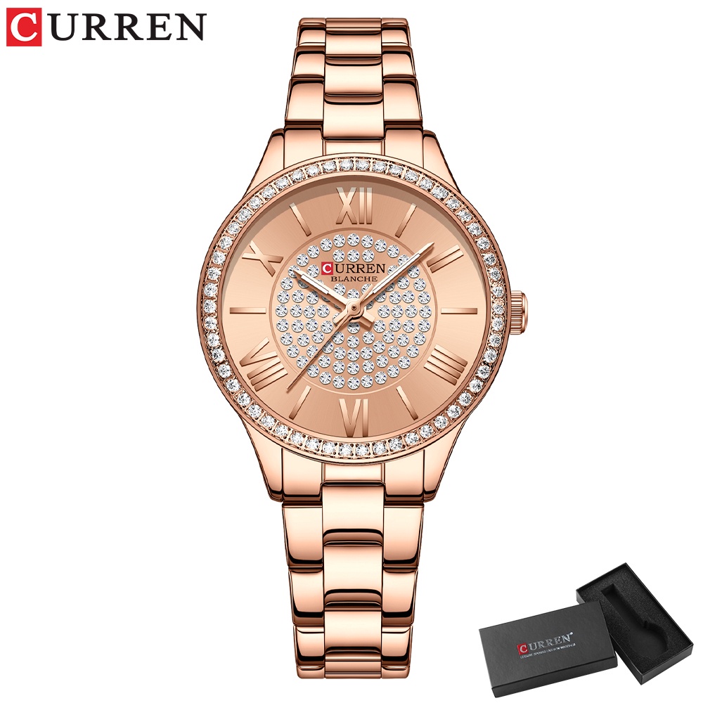 CURREN Branded Women s Watches Luxury Quartz Stainless Steel Clock for Ladies Simple 9084 B Shopee Singapore