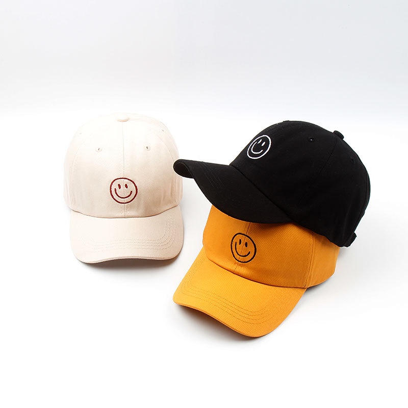 New hat female embroidery smiley face baseball cap street hipster ...