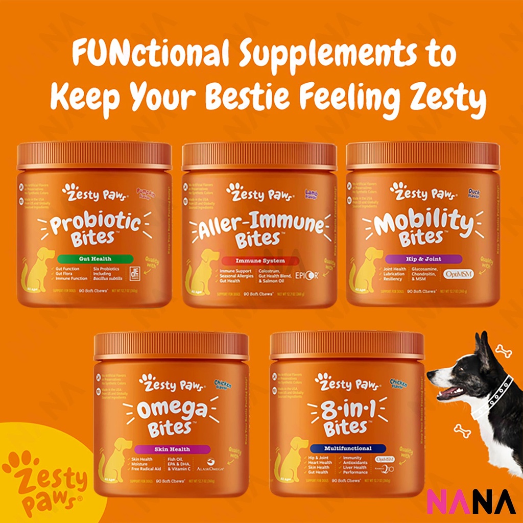 Zesty Paws Premium Quality Cat and Dog Supplements Bites Soft Chews (8 ...