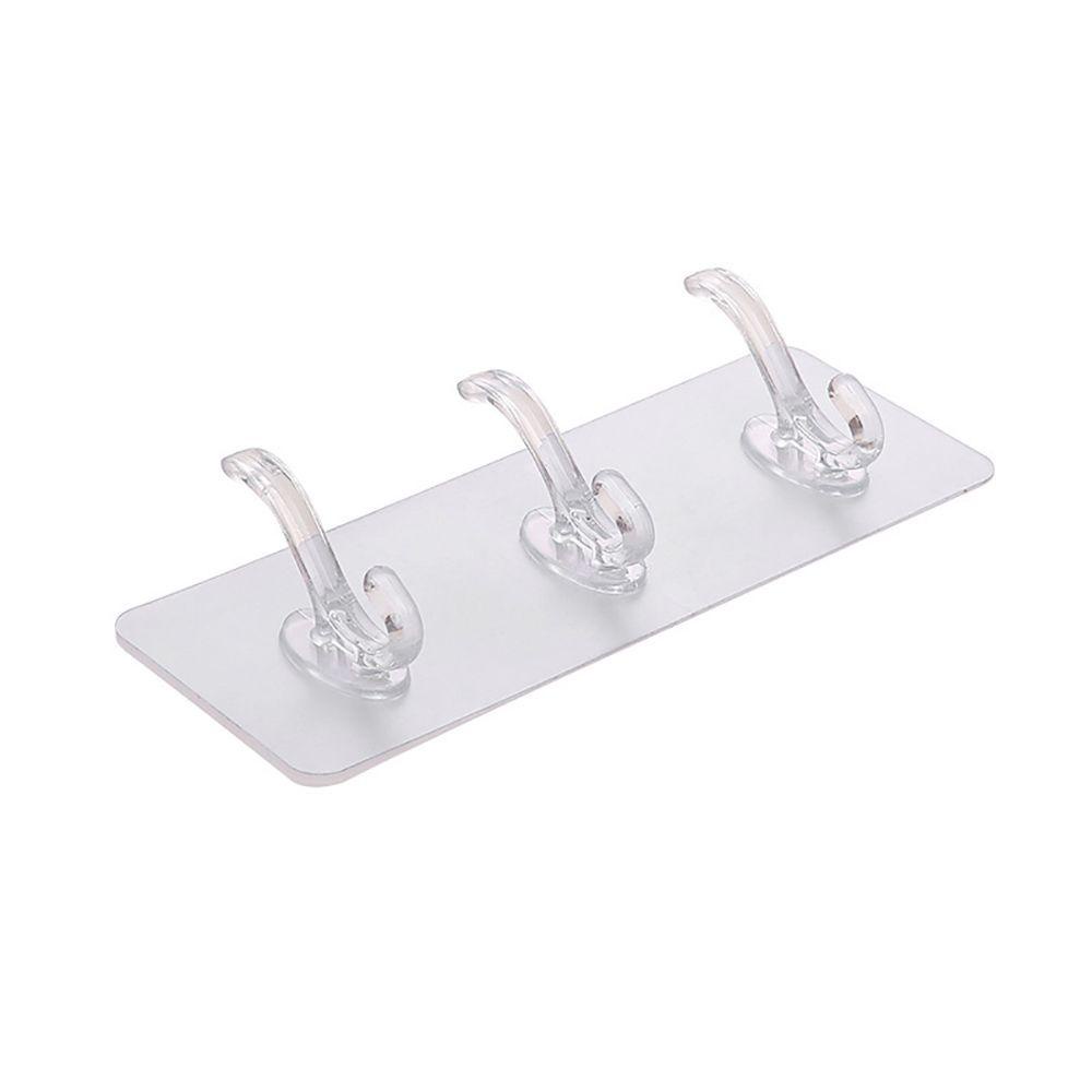 DOREENJ Wall Hooks PVC 1 3 5 6 Row for Bathroom Kitchen Autohesion Transparent Key Holder