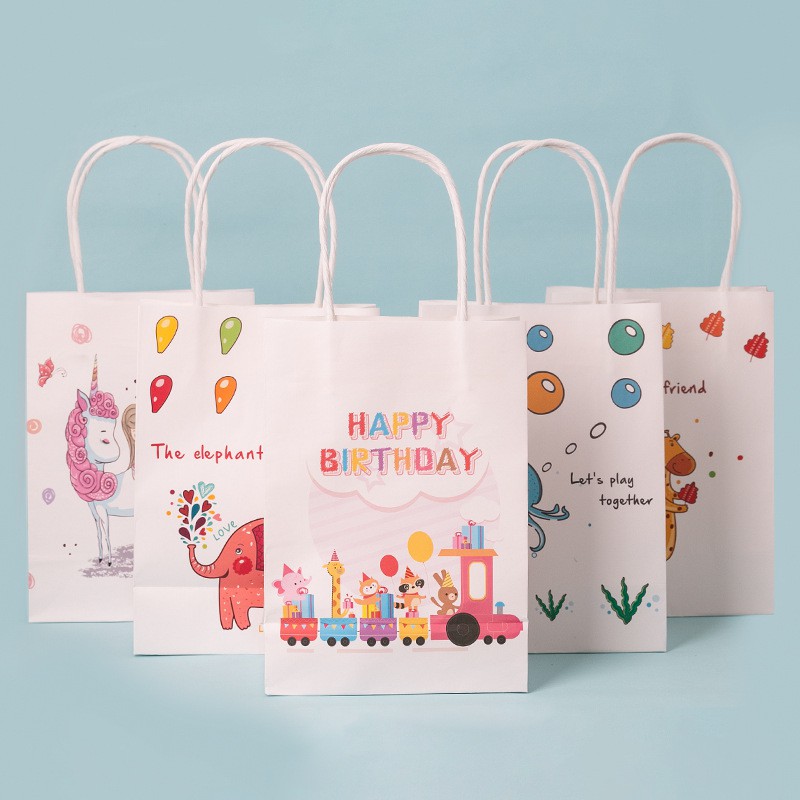 10PCS Set Paper Bag Gift Bags Birthday Party Bag Christmas Gift Bag ...