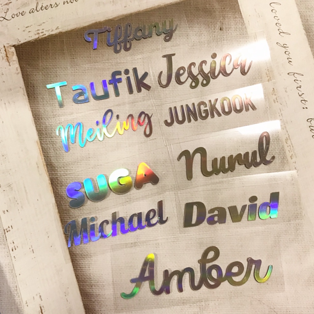 Customised Name Sticker Vinyl Decal | Holographic Personalised Gifts ...