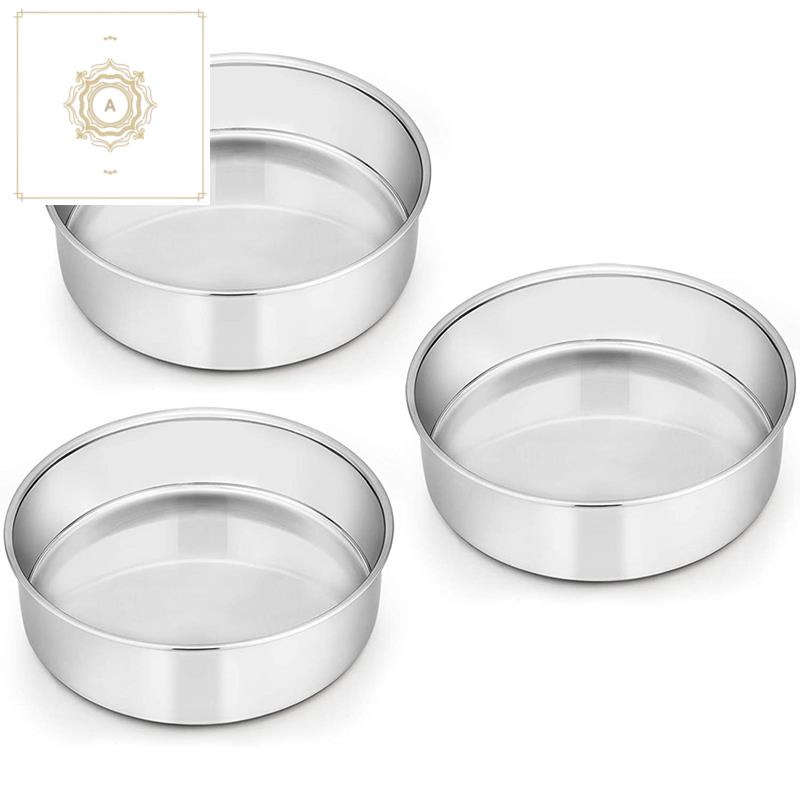 6 Inch Round Cake Tin for Baking,Stainless Steel Layer Cake Tins Pans Set of 3, Mini Cake