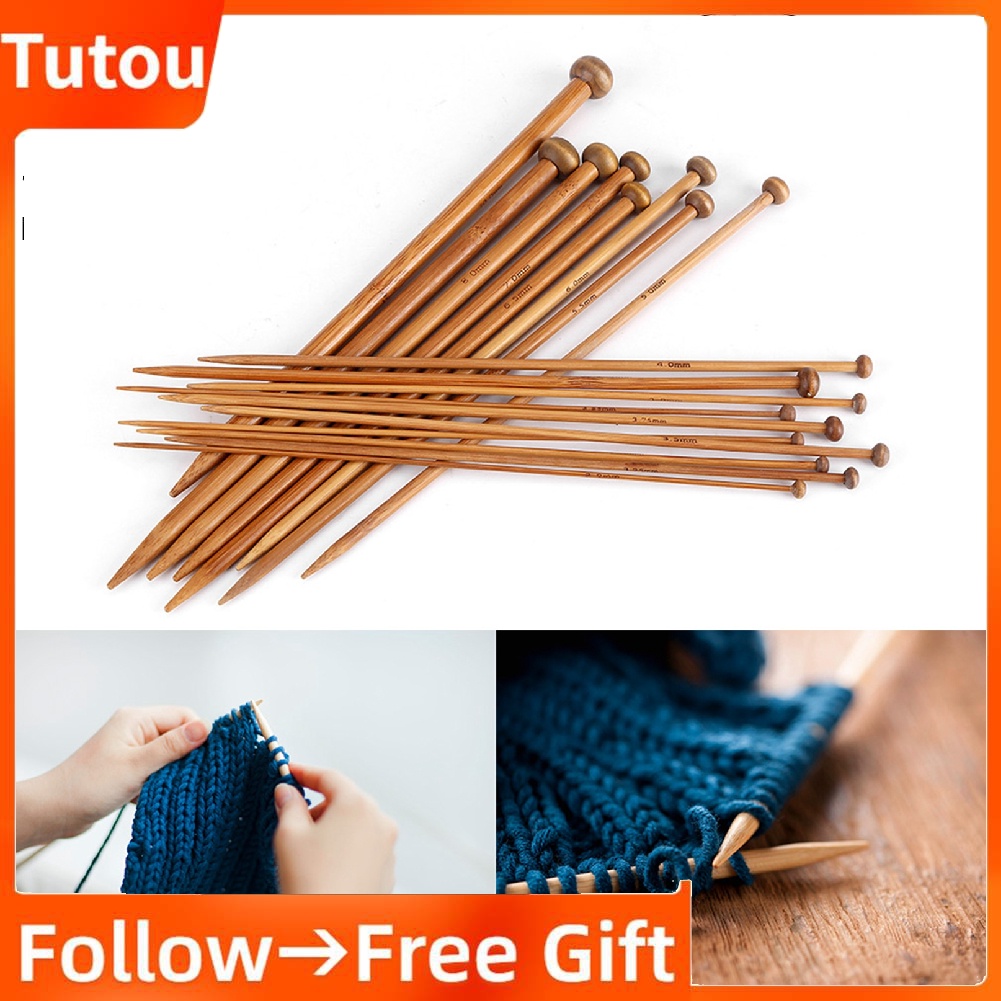 [READY Bamboo Knitting Needles Set Single Pointed