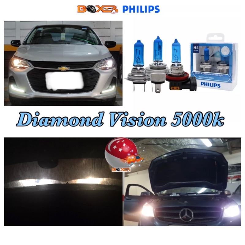 FREE LED T10) Philips H7 Diamond Vision 5000K White Halogen Light