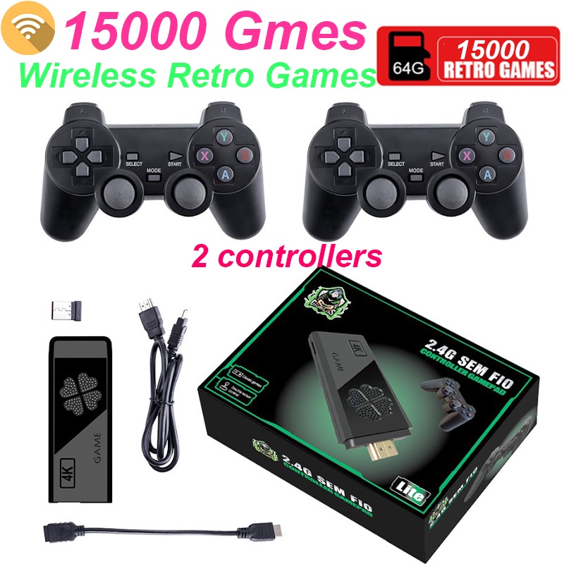 Wireless Video Game stick 15000 Games 2.4G Wireless Controller 4K Game ...