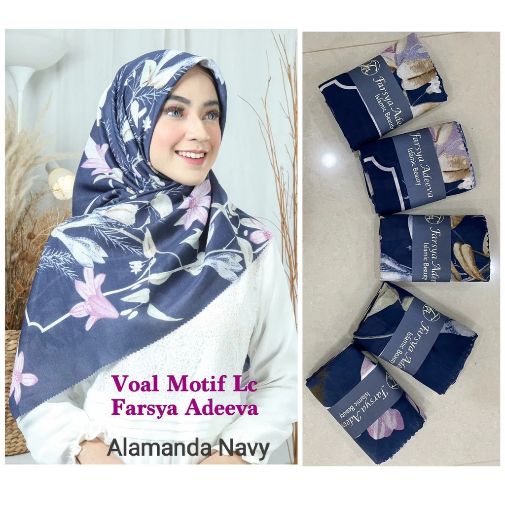 BISA COD...!!! Hijab Denay Voal Premium / Jilbab Denay Segi Empat Motif - Gambar 2