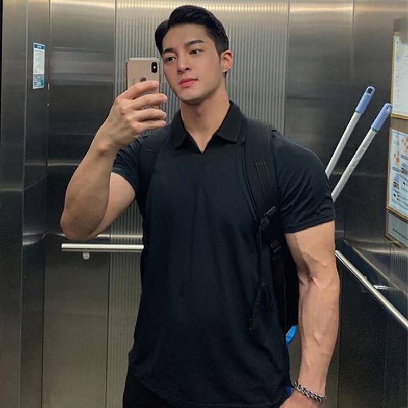 Muscleguys Brand Polo Shirts Men Cotton Fitness Short Sleeve Polo Men Slim Fit Fashion Summer Breathable Polo Shirt Gym Clothing