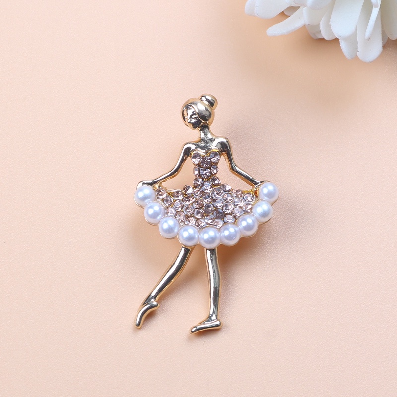Beautiful Ballerina Dancer Crystal Brooch Pin Ladies Cute Pin