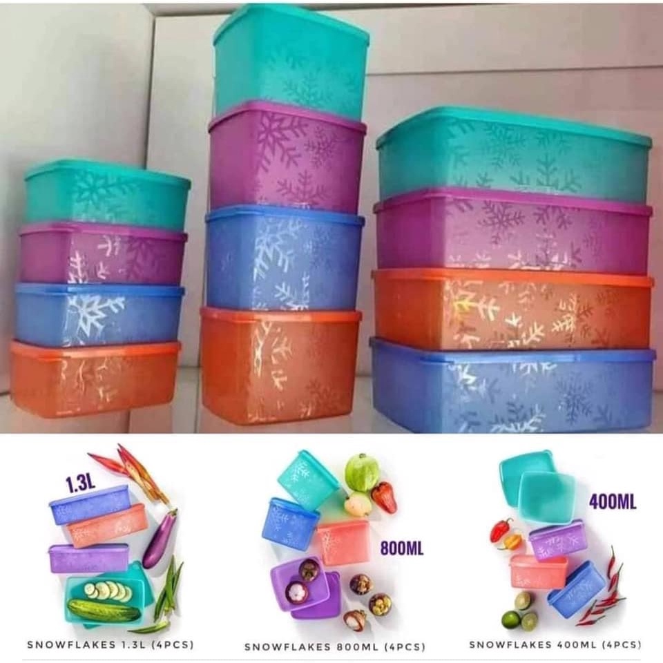 Tupperware Snowflake Square Round 400ml / 800ml / 1.3L | Shopee Singapore