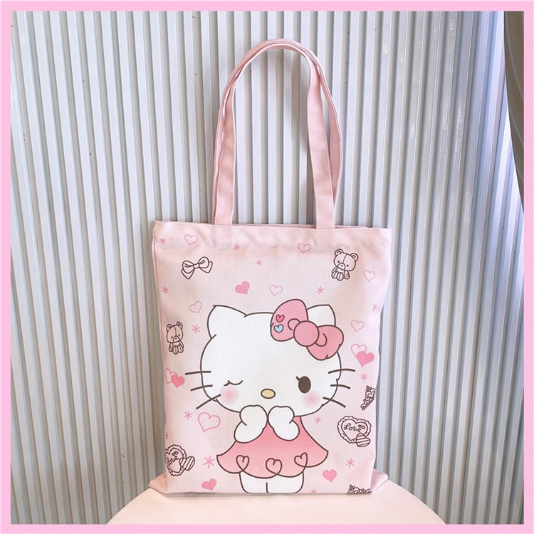 KT Canvas Cartoon Tote Bag Women Cute Sling Bag Students Shoulder Bag ...