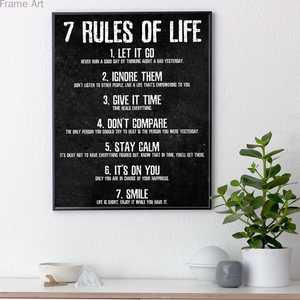 7 Rules of Life Motivational Canvas Painting Poster and Print Wall Art ...