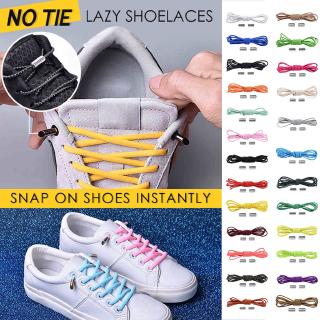 1Pair Metal Lock Shoelaces Round Elastic Shoe Laces Special No Tie Shoelace  for Men Women Lacing Rubber Zapatillas