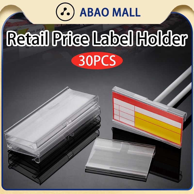 30PCS Shelf Retail Price Tag Holder Plastic Sign Label Holder Clear Price Tag Display Holder
