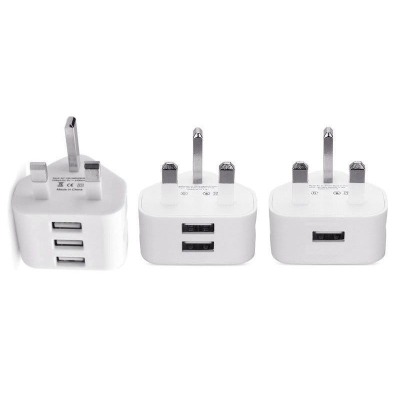 Universal Usb Uk Plug 3 Pin Wall Charger Adapter With Usb Ports Travel ...