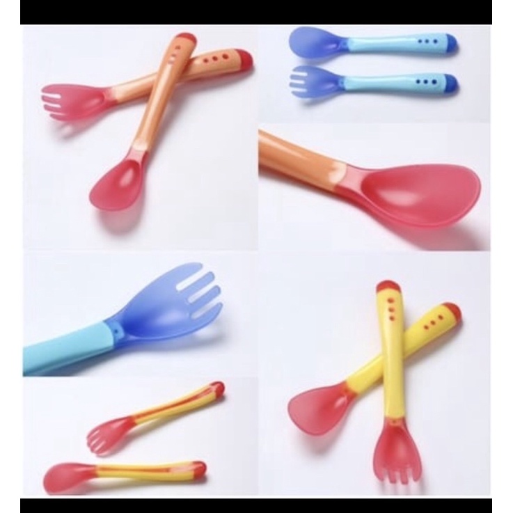 SENDOK DAN GARPU / SENDOK MAKAN BAYI SILIKON - BENUA DUNIA - Gambar 3