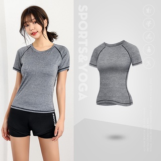 1 Pcs Woman Yoga Fitness Gym Clothes Sports Top Women' Short-Sleeved  T-shirt Running Quick Drying Clothes Amelia-SPST007