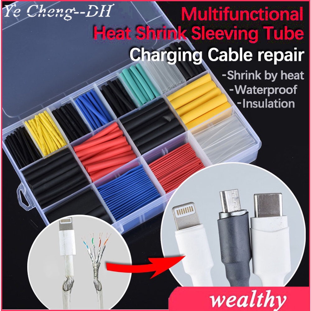 【SG Seller】530Pcs Heat Shrink Sleeving Tube Assortment Kit Electrical Connection Electrical Wire Wrap Cable Waterproof Shrinkage 2:1