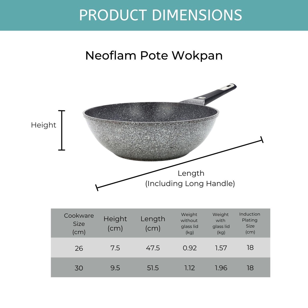 NEOFLAM Pote Wokpan 26cm / 30cm │ NonStick Xtrema Ceramic Coating