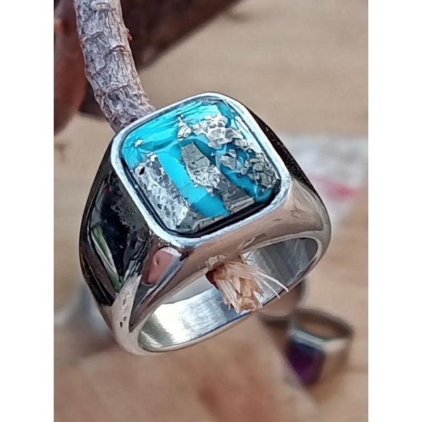 Original Silver Fiber NATURAL Turquoise Stone Ring {PREMIUM QUALITY ...