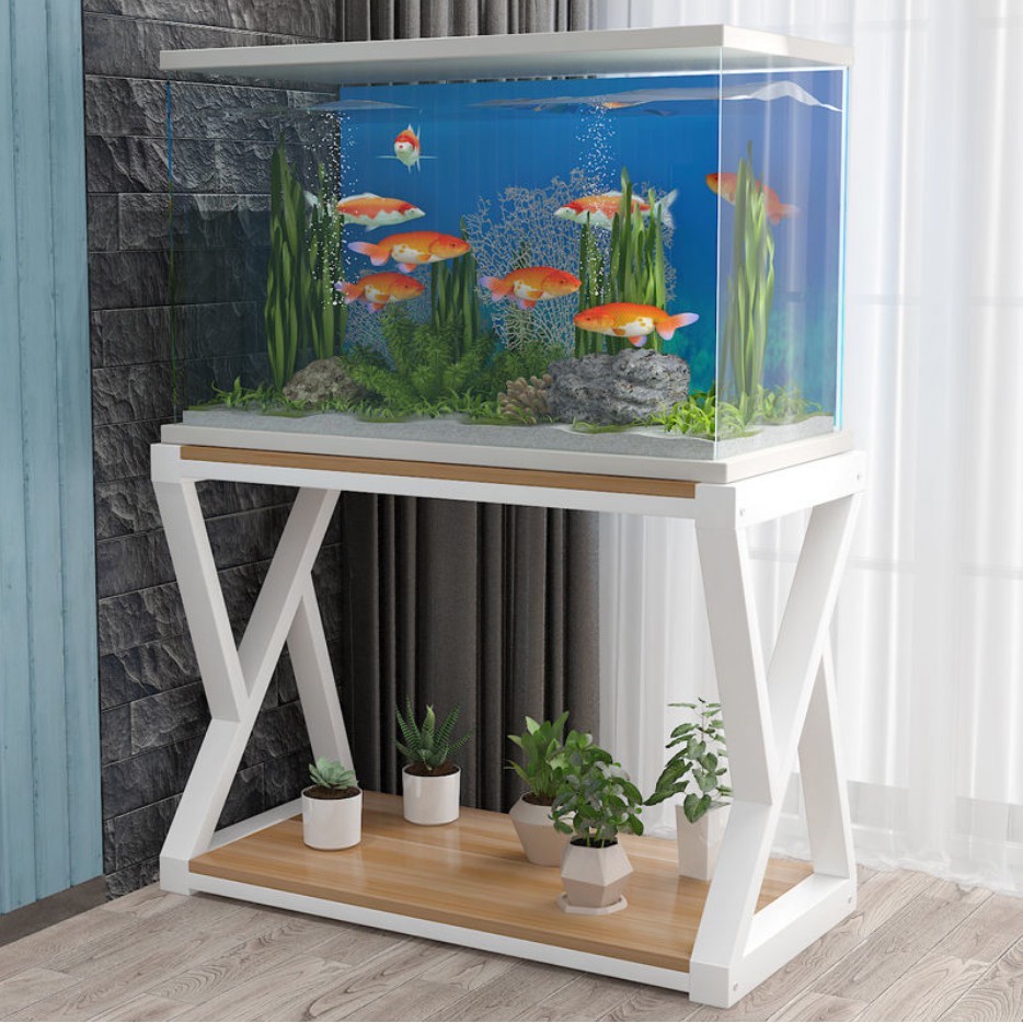 stainless steel wood fish tank cabinet stand aquarium rack Metal Base Simple new Wrought iron living room office and study room custom made rectangular bottom frame Shopee Singapore