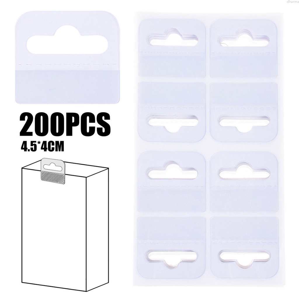 200 PCS Hook Clear Sticky Tabs Adhesive Hang Self Hanging Plastic