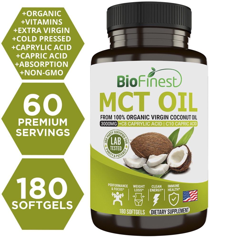 Biofinest MCT Oil 3000mg Supplement Organic Coconut Oil Energy