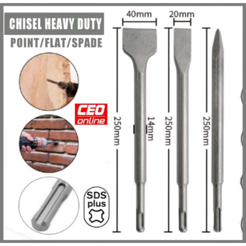 CEO Chisel Heavy Duty SDS-PLUS Stone Concrete Chisel Wall Hack Chisel ...
