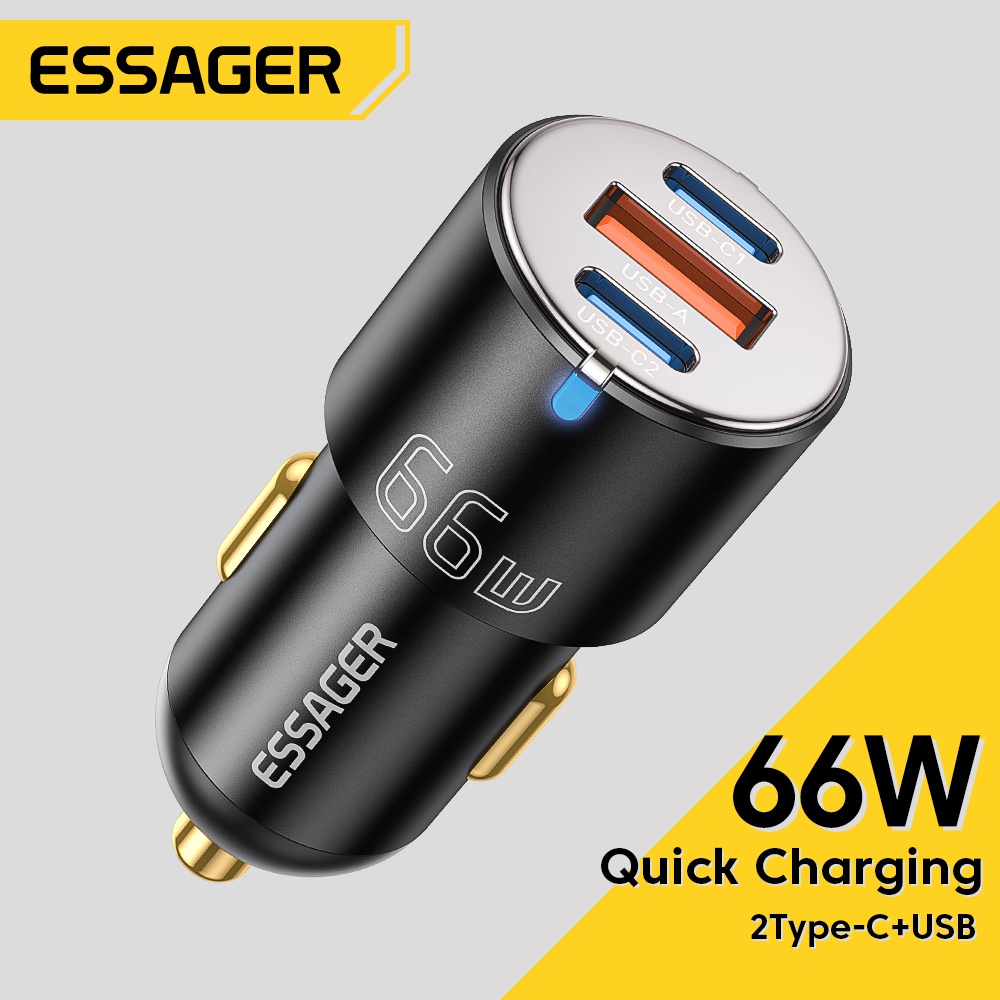 Essager Car Charger USB dual Type C Fast Charger Adapter for iP 13 12