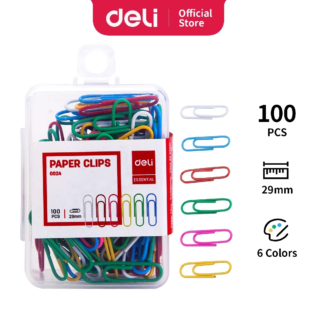Deli Klip Kertas / Paper Clips / Kebutuhan Kantor - Multi Warna 29 mm E0024 - Gambar 3